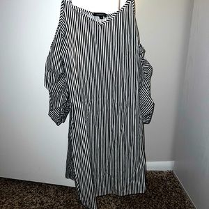 Black and white striped dress